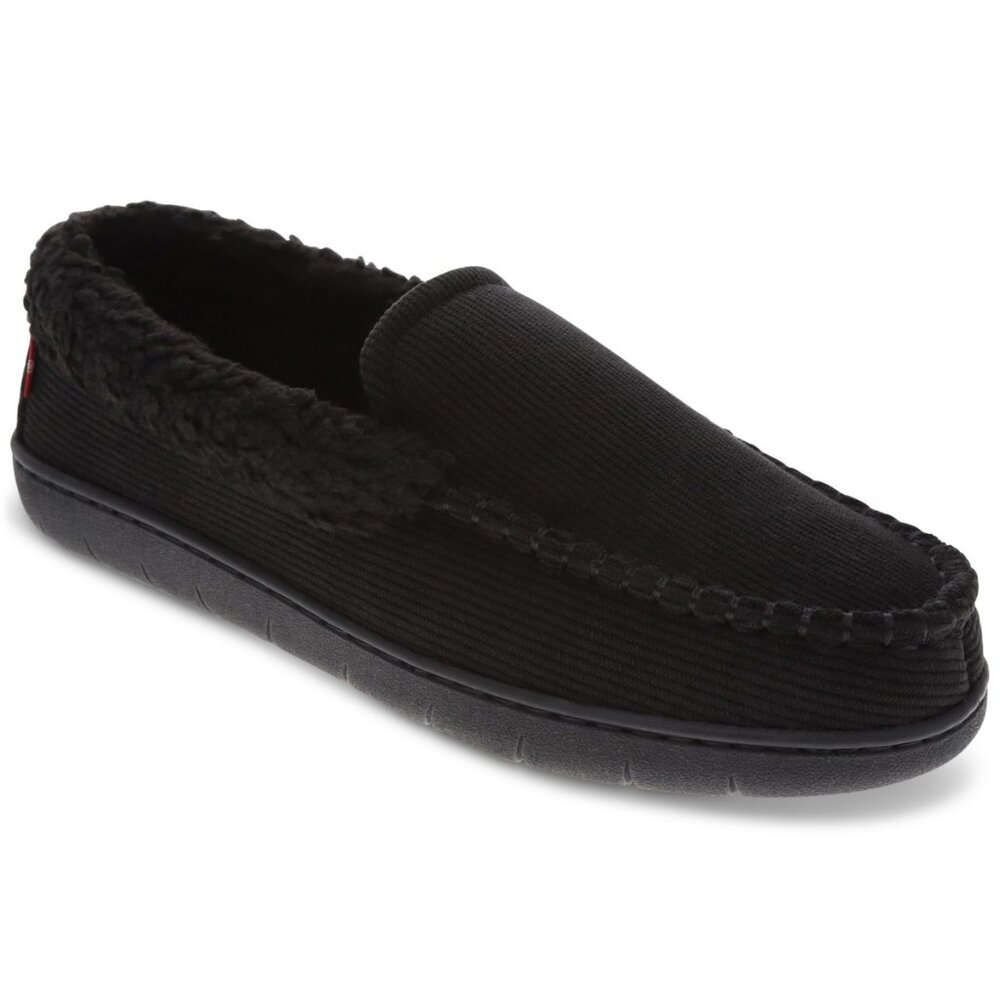 Levi's Men's Roger Faux-Sherpa Corduroy Slippers - Black Mono NWT